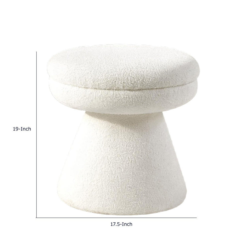 Xyna Mushroom-shaped Ottoman Stool with Pedestal Base | Beige Fabric