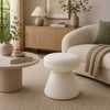 Xyna Mushroom-shaped Ottoman Stool with Pedestal Base | Beige Fabric