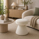 Xyna Mushroom-shaped Ottoman Stool with Pedestal Base | Beige Fabric