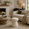 Xyna Mushroom-shaped Ottoman Stool with Pedestal Base | Beige Fabric