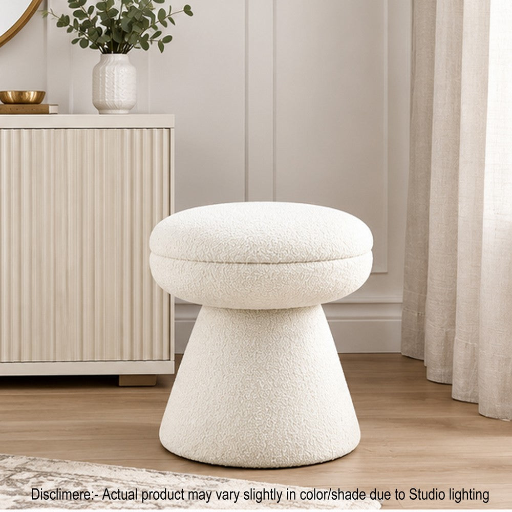 Xyna Mushroom-shaped Ottoman Stool with Pedestal Base | Beige Fabric