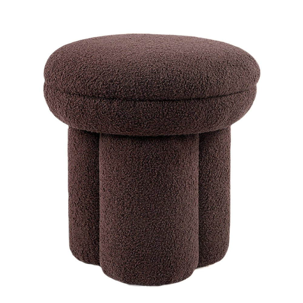 Ian Ottoman Stool | Mushroom-like Design | Pedestal Base | Brown Fabric