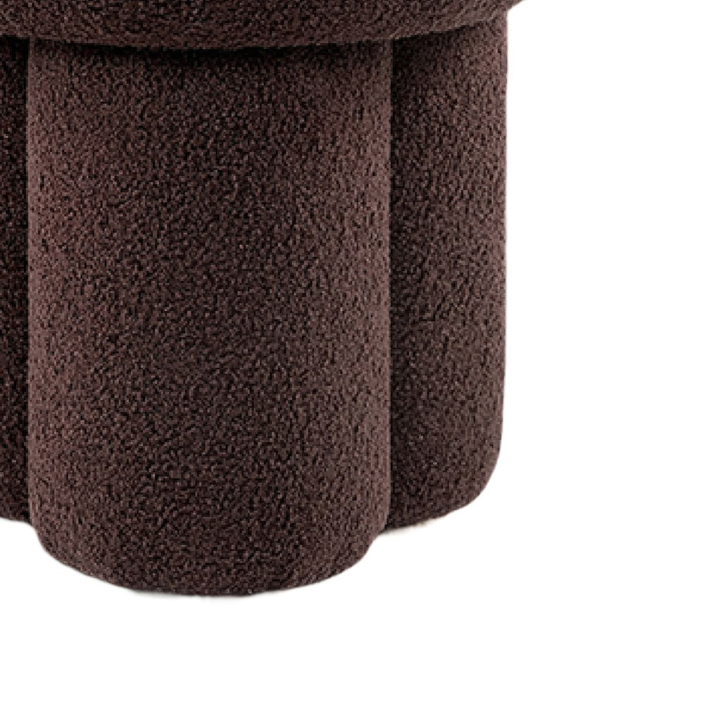 Ian Ottoman Stool | Mushroom-like Design | Pedestal Base | Brown Fabric
