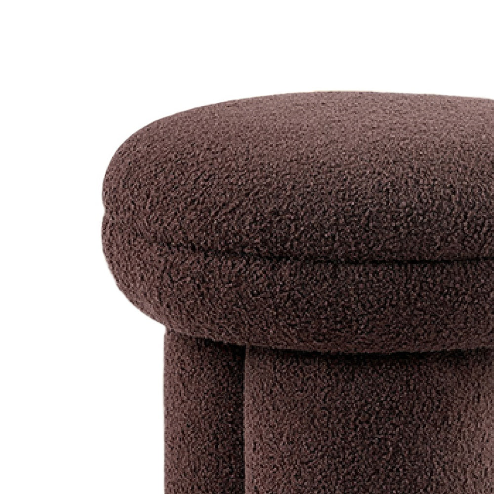 Ian Ottoman Stool | Mushroom-like Design | Pedestal Base | Brown Fabric