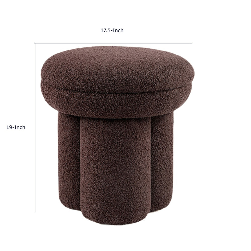Ian Ottoman Stool | Mushroom-like Design | Pedestal Base | Brown Fabric