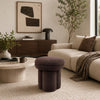 Ian Ottoman Stool | Mushroom-like Design | Pedestal Base | Brown Fabric
