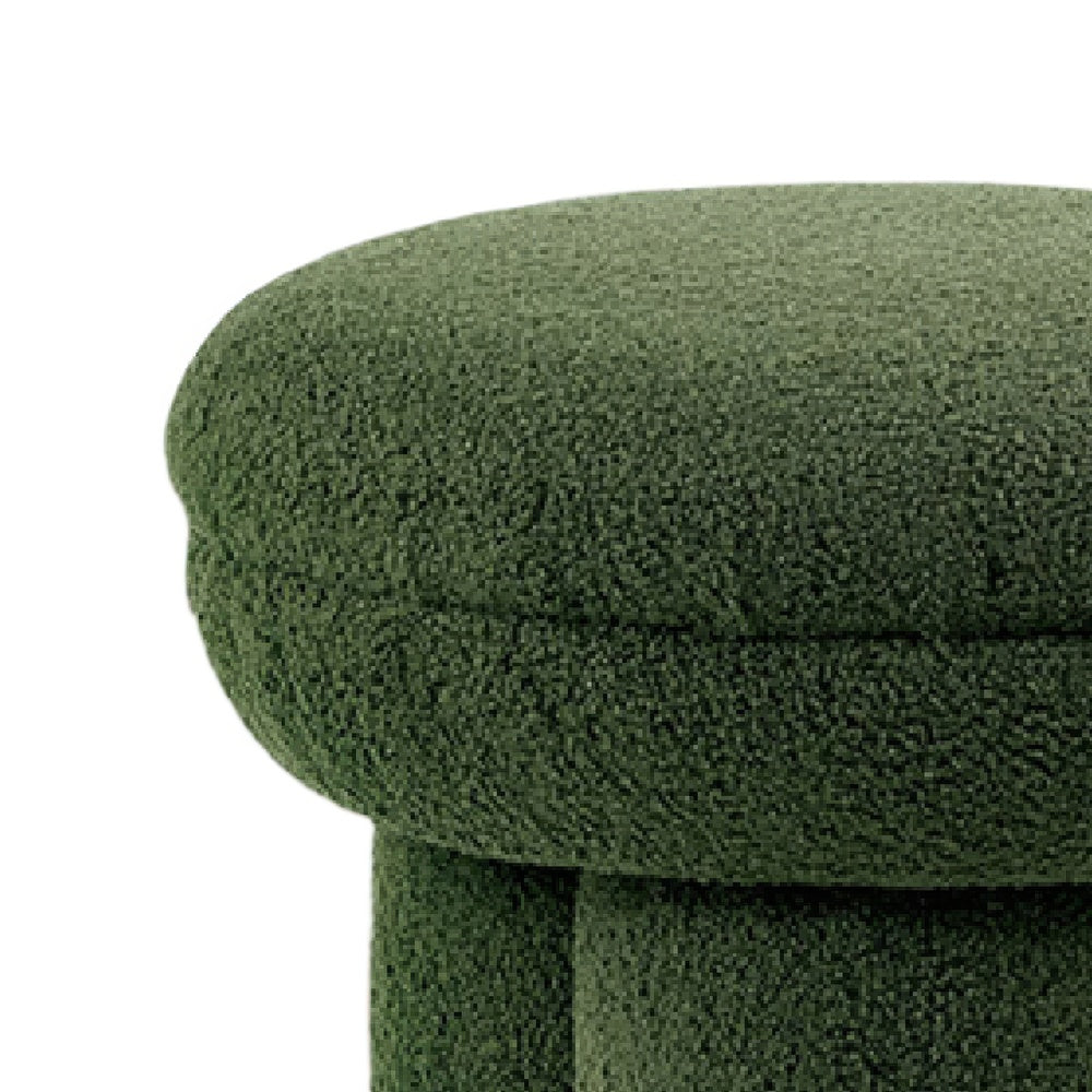 Ian Ottoman Stool | Mushroom-like Design | Pedestal Base | Green Fabric