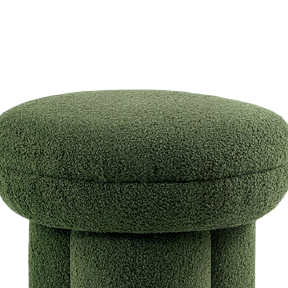 Ian Ottoman Stool | Mushroom-like Design | Pedestal Base | Green Fabric