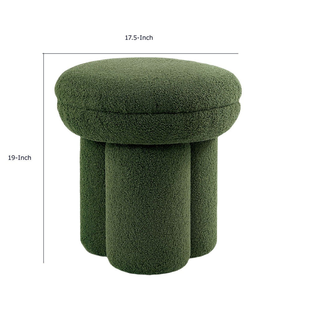 Ian Ottoman Stool | Mushroom-like Design | Pedestal Base | Green Fabric