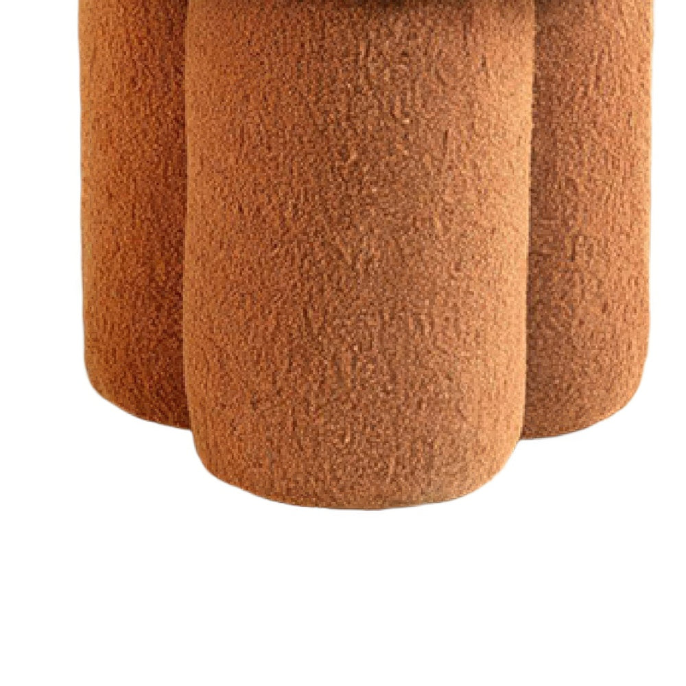 Ian Ottoman Stool | Mushroom-like Design | Pedestal Base | Brown Fabric