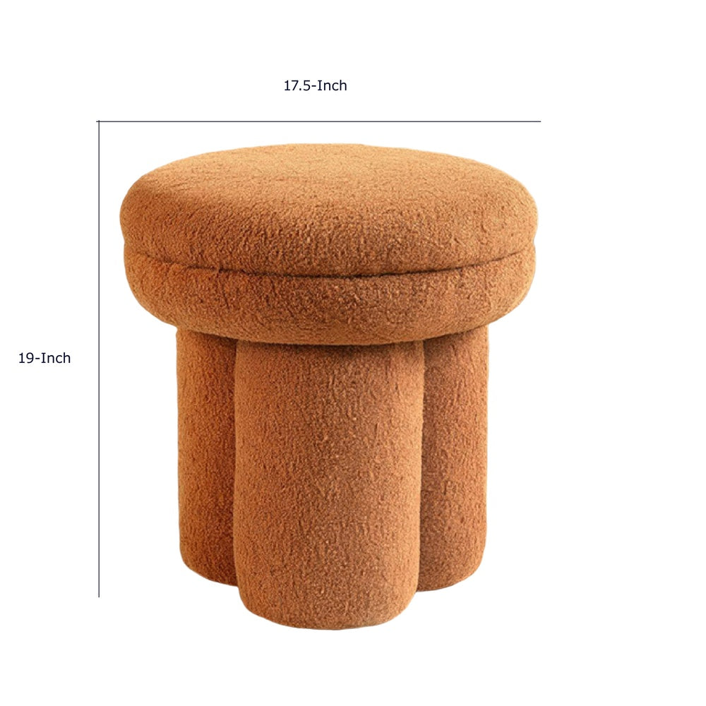 Ian Ottoman Stool | Mushroom-like Design | Pedestal Base | Brown Fabric
