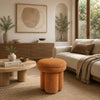 Ian Ottoman Stool | Mushroom-like Design | Pedestal Base | Brown Fabric