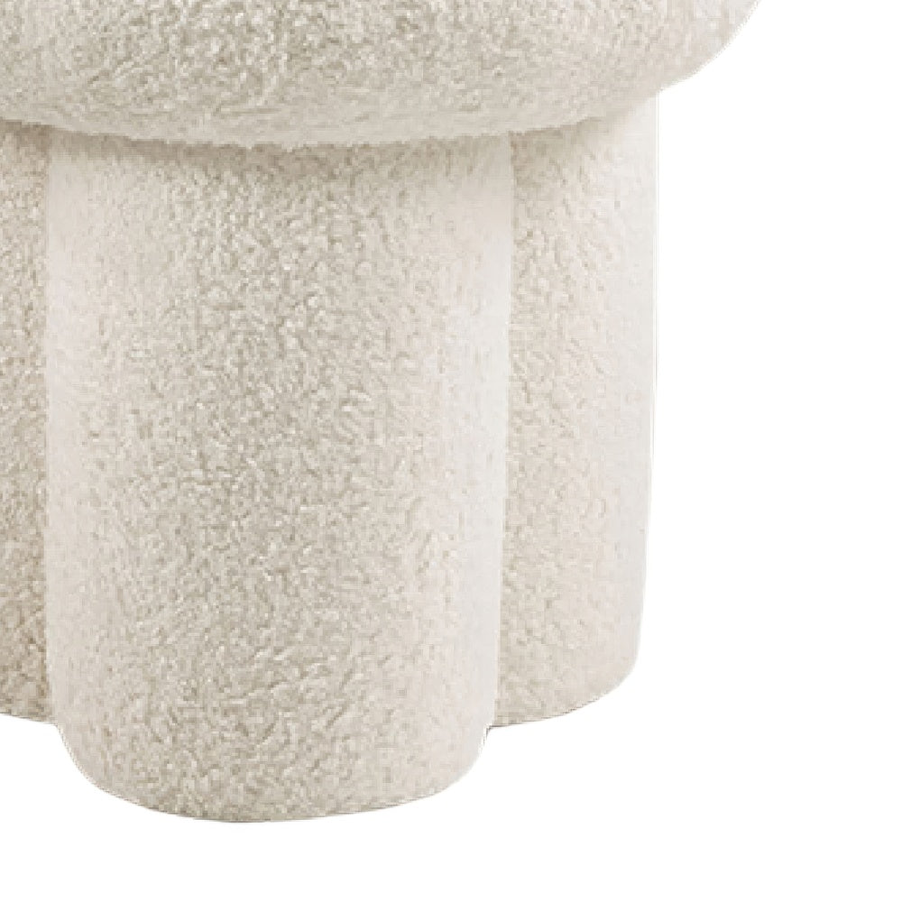 Ian Ottoman Stool | Mushroom-like Design | Pedestal Base | Beige Fabric