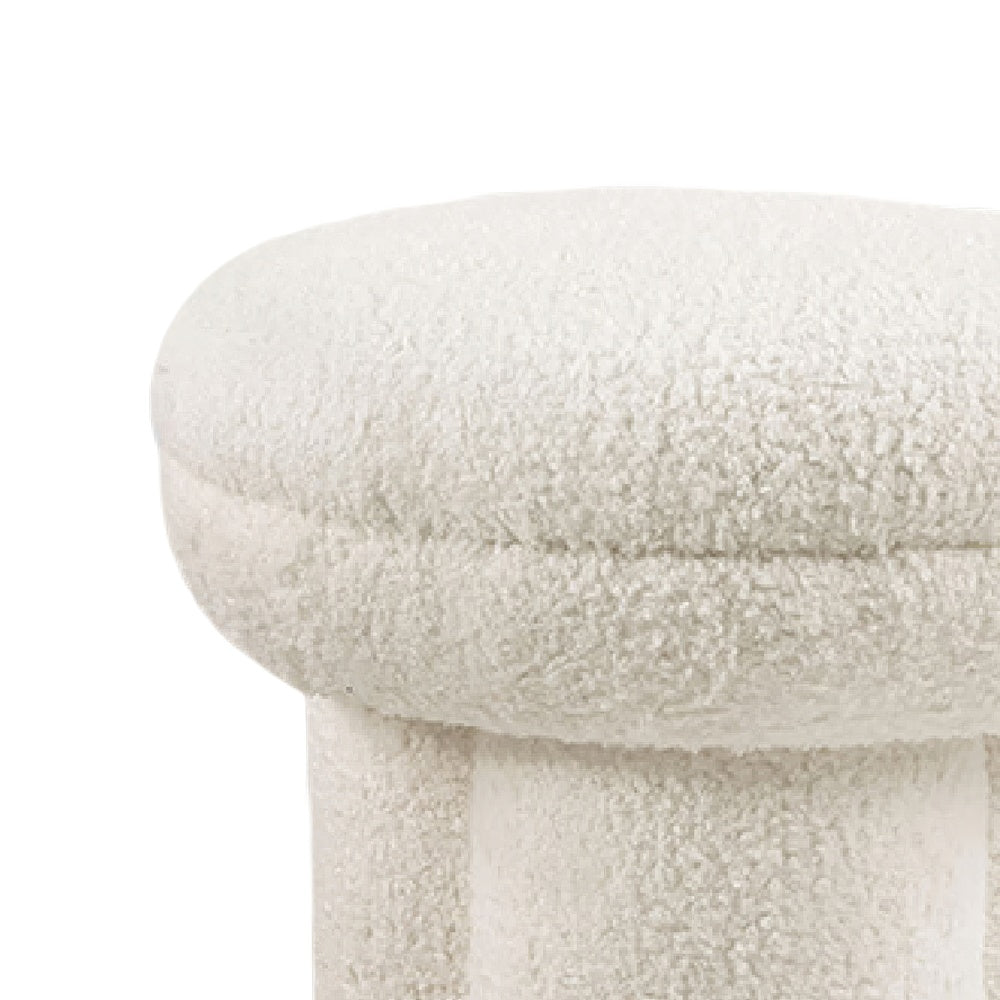 Ian Ottoman Stool | Mushroom-like Design | Pedestal Base | Beige Fabric