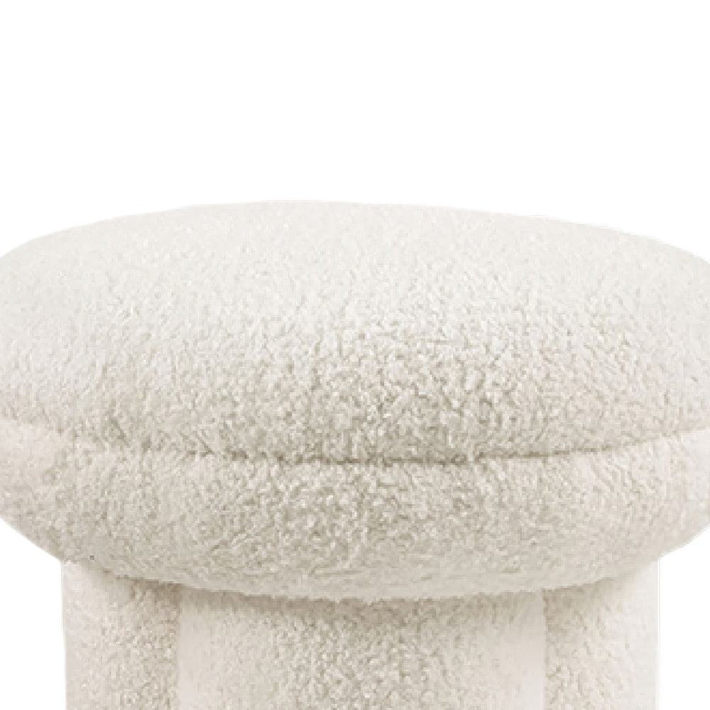 Ian Ottoman Stool | Mushroom-like Design | Pedestal Base | Beige Fabric