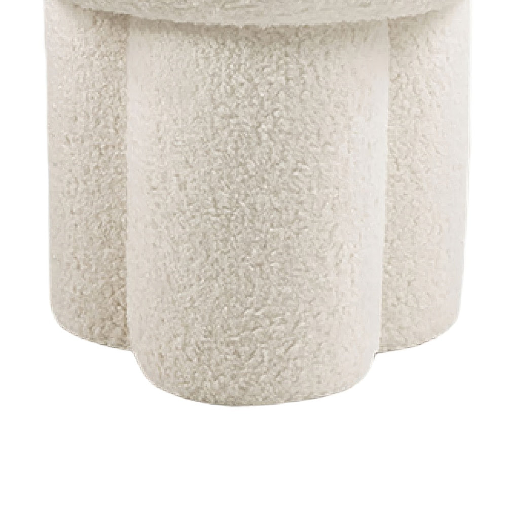 Ian Ottoman Stool | Mushroom-like Design | Pedestal Base | Beige Fabric