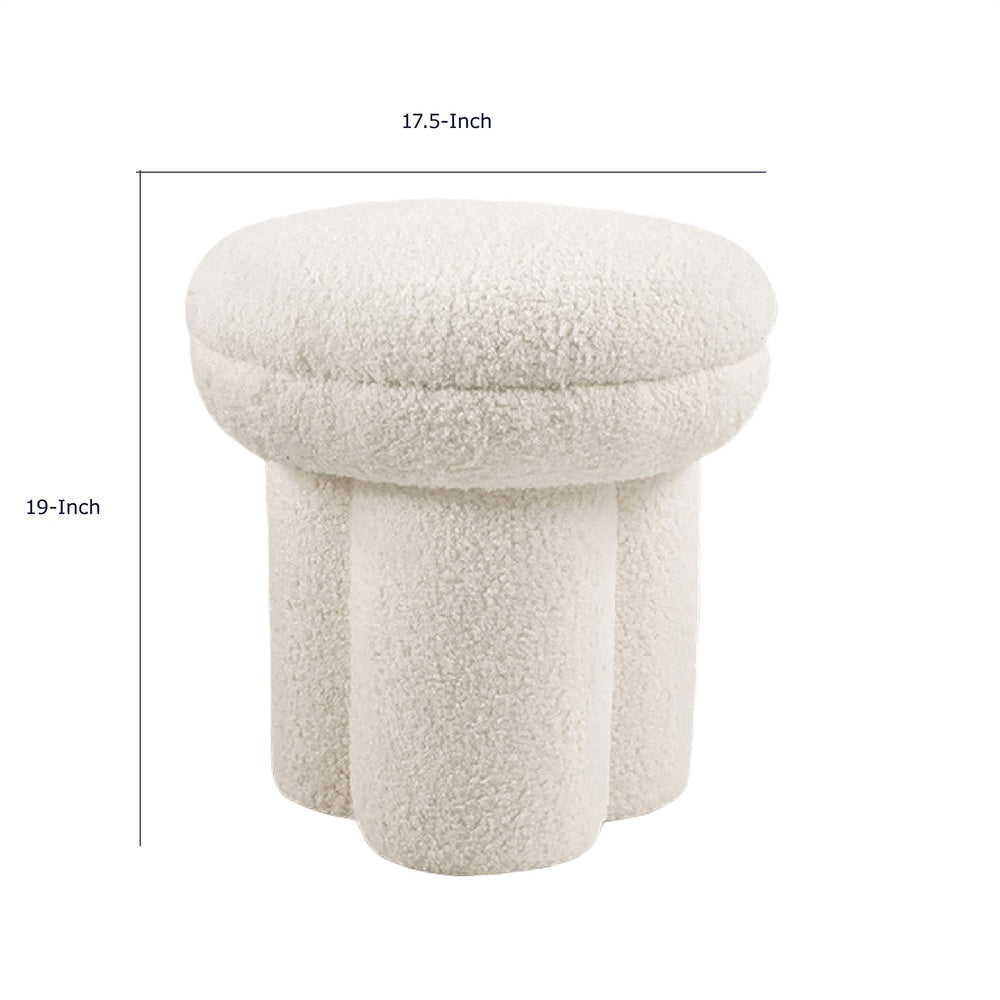 Ian Ottoman Stool | Mushroom-like Design | Pedestal Base | Beige Fabric