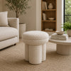 Ian Ottoman Stool | Mushroom-like Design | Pedestal Base | Beige Fabric