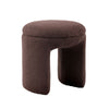 Janie Rounded Ottoman Stool with Open Frame Base | Brown Fabric