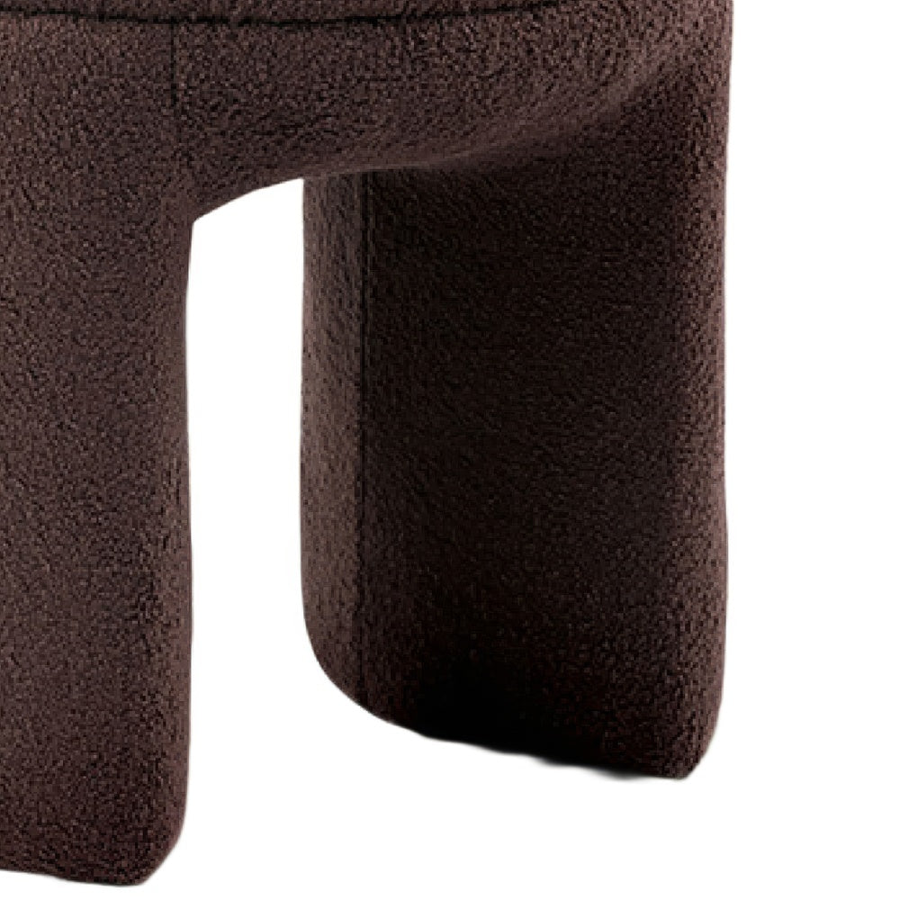 Janie Rounded Ottoman Stool with Open Frame Base | Brown Fabric