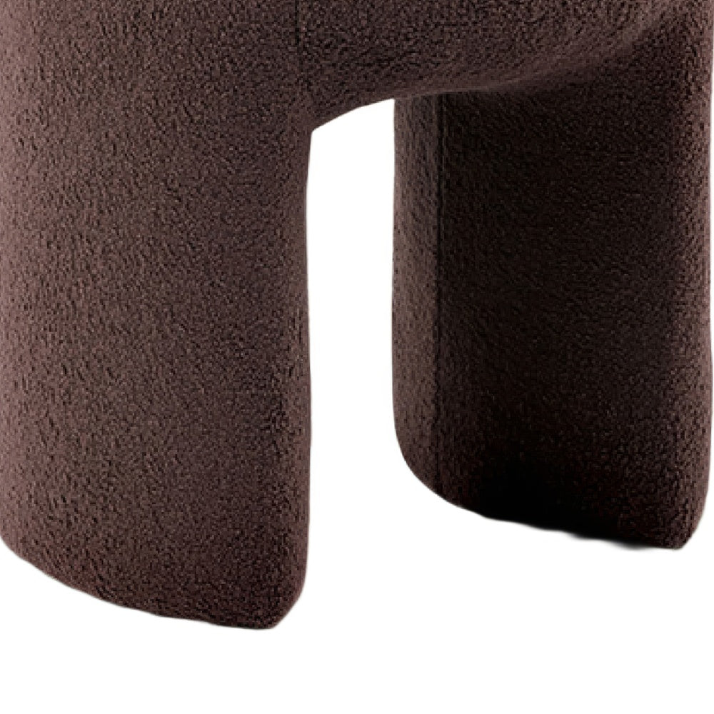 Janie Rounded Ottoman Stool with Open Frame Base | Brown Fabric