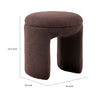 Janie Rounded Ottoman Stool with Open Frame Base | Brown Fabric