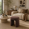 Janie Rounded Ottoman Stool with Open Frame Base | Brown Fabric
