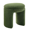 Janie Rounded Ottoman Stool with Open Frame Base | Green Fabric