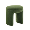 Janie Rounded Ottoman Stool with Open Frame Base | Green Fabric