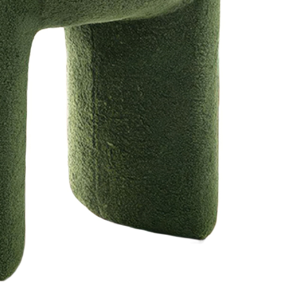 Janie Rounded Ottoman Stool with Open Frame Base | Green Fabric