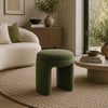 Janie Rounded Ottoman Stool with Open Frame Base | Green Fabric