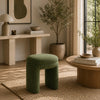 Janie Rounded Ottoman Stool with Open Frame Base | Green Fabric