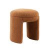 Janie Rounded Ottoman Stool with Open Frame Base | Saddle Brown Fabric