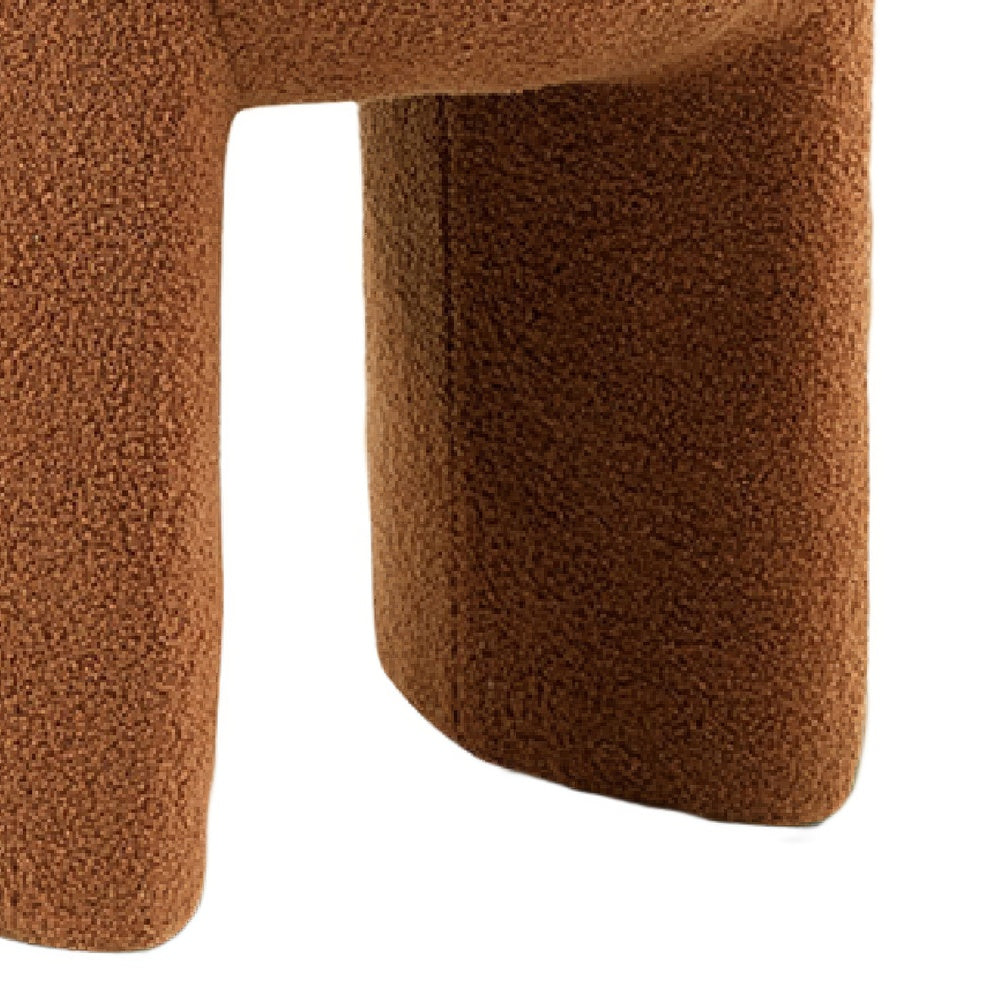 Janie Rounded Ottoman Stool with Open Frame Base | Saddle Brown Fabric