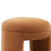Janie Rounded Ottoman Stool with Open Frame Base | Saddle Brown Fabric