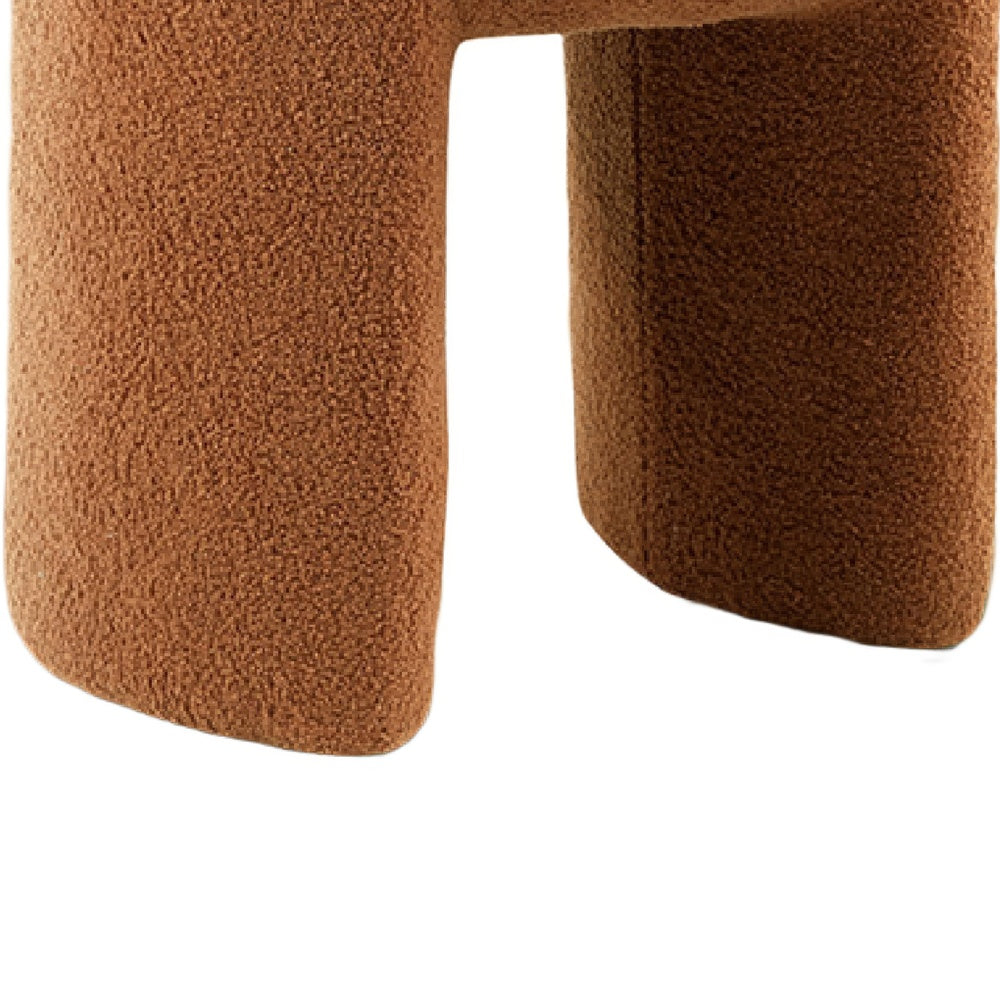 Janie Rounded Ottoman Stool with Open Frame Base | Saddle Brown Fabric