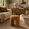 Janie Rounded Ottoman Stool with Open Frame Base | Saddle Brown Fabric