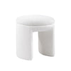 Janie Rounded Ottoman Stool with Open Frame Base | Beige Fabric