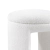 Janie Rounded Ottoman Stool with Open Frame Base | Beige Fabric