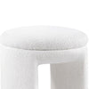 Janie Rounded Ottoman Stool with Open Frame Base | Beige Fabric