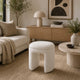 Janie Rounded Ottoman Stool with Open Frame Base | Beige Fabric
