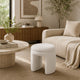 Janie Rounded Ottoman Stool with Open Frame Base | Beige Fabric