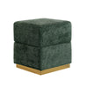 Kris Ottoman Stool with Hidden Storage | Gold Base | Green Chenille