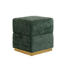 Kris Ottoman Stool with Hidden Storage | Gold Base | Green Chenille