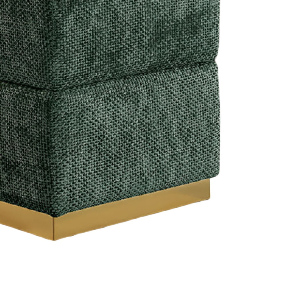 Kris Ottoman Stool with Hidden Storage | Gold Base | Green Chenille