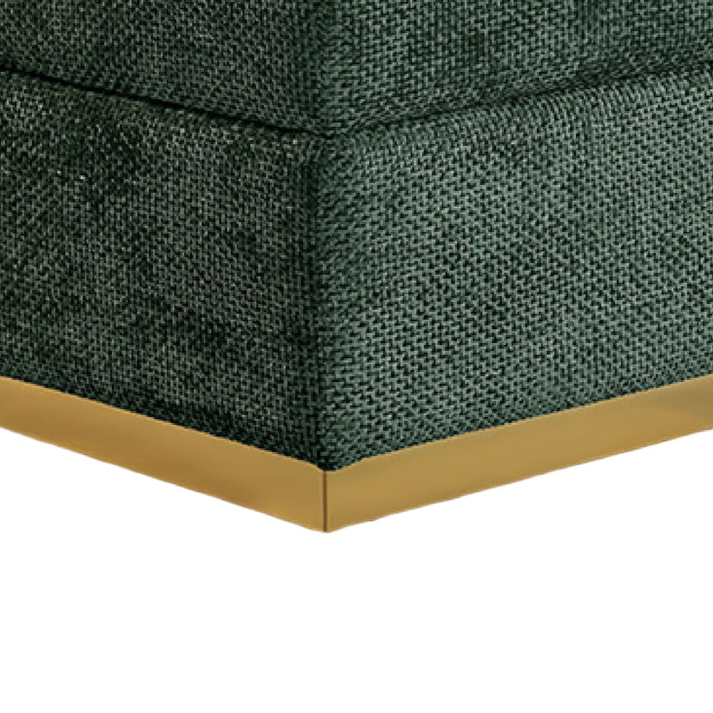 Kris Ottoman Stool with Hidden Storage | Gold Base | Green Chenille