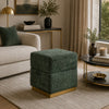 Kris Ottoman Stool with Hidden Storage | Gold Base | Green Chenille