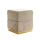 Kris Ottoman Stool with Hidden Storage | Gold Base | Silver Gray Chenille