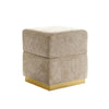 Kris Ottoman Stool with Hidden Storage | Gold Base | Silver Gray Chenille
