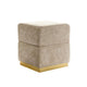 Kris Ottoman Stool with Hidden Storage | Gold Base | Silver Gray Chenille